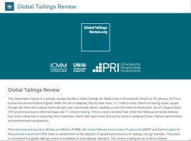Screenshot of the Global Tailings Review website
