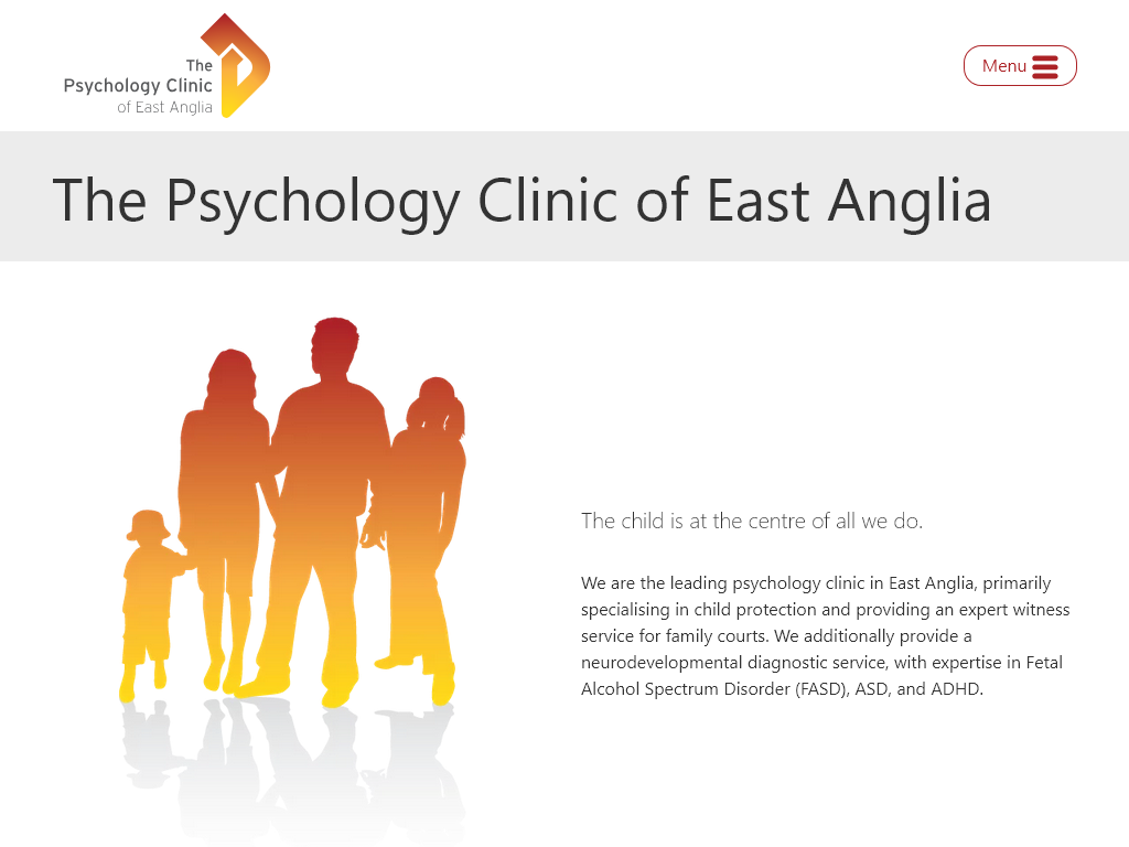 Screenshot of the The Psychology Clinic of East Anglia website