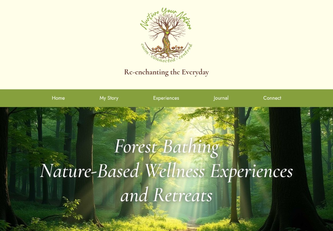 Screenshot of the Nurture Your Nature website